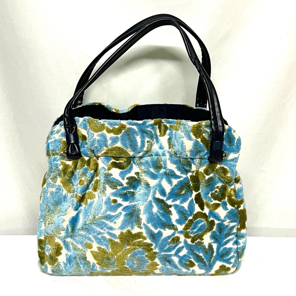 Vintage Blue and Green Floral Satchel
